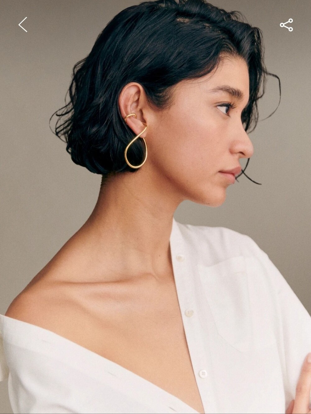 Sezane Tessa Sculptural Gold Teardrop Hoop Earrings